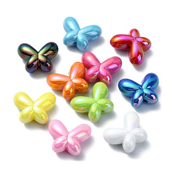 Opaque Acrylic Beads, AB Color, Butterfly, Mixed Color, 19.5x25x11.5mm, Hole: 3mm