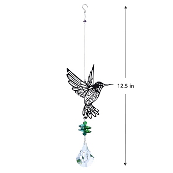 Glass Suncatchers, Stainless Steel Hanging Ornaments Home Garden Decoration, Bird, 320mm