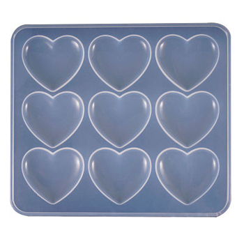 Silicone Molds, Resin Casting Molds, For UV Resin, Epoxy Resin Jewelry Making, Heart, White, 17.5x16x0.5cm, Inner Size: 4.2x5.2cm