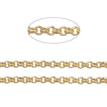 Brass Rolo Chains, Belcher Chains, Soldered, Long-Lasting Plated, with Spool, Cadmium Free & Nickel Free & Lead Free, Golden, 1x0.4mm, about 92m/roll