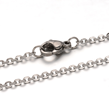 304 Stainless Steel Cable Chain Necklace for Men Women, Stainless Steel Color, 19.69 inch(50cm)