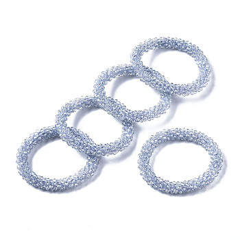 Faceted Transparent Glass Beads Stretch Bracelets, Pearl Luster Plated, Rondelle, Light Steel Blue, Inner Diameter: 2 inch(5cm)