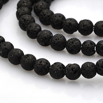 Natural Lava Rock Round Beads Strands, 3.5~4.5mm, Hole: 1mm, about 102pcs/strand, 15.7 inch