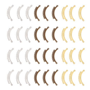120Pcs 3 Colors Alloy Chandelier Component Links, Curve, Mixed Color, 36x13x1.5mm, Hole: 1.5mm, 40pcs/color