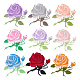 Hobbiesay 9pcs 9 couleurs tissu de broderie informatisé en forme de rose à coudre/repasser sur les patchs(PATC-HY0001-13)-1