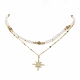 2Pcs 2 Style Clear Cubic Zirconia Star Pendant Necklaces Set with Brass Chains(NJEW-JN04171)-4
