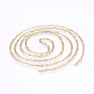 304 Stainless Steel Cable Chains, Soldered, Flat Oval, Golden, 2.8x0.5mm(CHS-I002-10G)