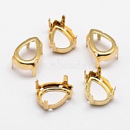 Flat Teardrop Brass Sew on Prong Settings, Claw Settings for Pointed Back Rhinestone, Open Back Settings, Golden, 25x18x0.4mm, Fit for 18x25mm cabochons(KK-N0084-A02-18x25G)