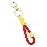 Cat Paw Print PVC Rope Keychains, with Zinc Alloy Finding, for Bag Doll Pendant Decoration, Red, 17.5cm(KEYC-B015-03LG-04)