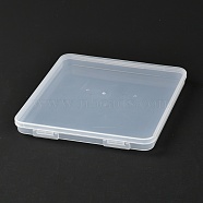 Square Polypropylene(PP) Plastic Boxes, Bead Storage Containers, with Hinged Lid, Clear, 16.4x16x1.7cm, Inner Diameter: 15.2cm(CON-Z003-02A)