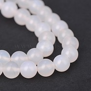Natural White Agate Round Beads Strands, 10mm, Hole: 1mm, about 38pcs/strand, 15.1 inch(G-N0151-10-10mm)
