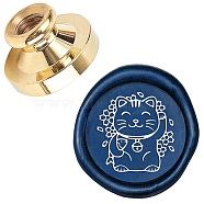 Wax Seal Brass Stamp Head, with Engraving Logo, for Wax Seal Stamp, Round, Cat Pattern, 25x15mm, Hole: 7mm(AJEW-WH0127-28G)