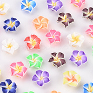 Handmade Polymer Clay 3D Flower Plumeria Beads, Mixed Color, 12x8mm, Hole: 1.6~2mm(CLAY-Q192-12mm-M)