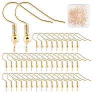 110Pcs Brass French Hooks with Coil and Ball, with Vertical Loops and 220Pcs Plastic Ear Nuts, Real 18K Gold Plated, 19x20x3mm, Hole: 3mm, Pin: 0.5mm(KK-CN0002-35)