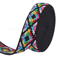 Polyester Elastic Bands, Flat with Rhombus Pattern, Garment Accessories, Colorful, 1 inch(24mm), about 5.00 Yards(4.57m)/Roll(SRIB-WH0011-070)