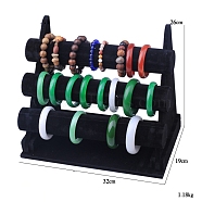 3-Tier Velvet Detachable Flannel Bracelet Display Stands, Jewelry Display Rack, Black, 32x19x27cm(PW-WG67016-01)