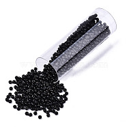 Czech Glass Beads, Round Glass Seed Beads, Baking Paint Style, Dark Gray, 11/0, 2x1.2mm, Hole: 0.7mm, about 10g/bottle(SEED-R047-A-29980)