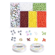 DIY Jewelry Making Kits, Including 8/0 Baking Paint & Opaque Colours Glass Round Seed Beads, Round ABS Plastic Beads, Cube Craft Style & Opaque Acrylic Beads, Elastic Crystal Thread, Mixed Color, Beads: 3200~3210pcs/set(DIY-YW0003-53)
