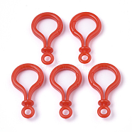 Opaque Solid Color Bulb Shaped Plastic Push Gate Snap Keychain Clasp Findings, Red, 57.5x32x12mm, Hole: 6mm(KY-T021-01I)