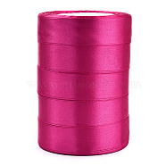 Single Face Satin Ribbon, Polyester Ribbon, Hot Pink, 1 inch(25mm) wide, 25yards/roll(22.86m/roll), 5rolls/group, 125yards/group(114.3m/group)(RC25mmY028)