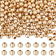 260Pcs 304 Stainless Steel Beads, Round, Real 24K Gold Plated, 5x4.5mm, Hole: 2mm(STAS-BBC0002-86)