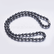 Non-magnetic Synthetic Hematite Beaded Necklaces, with Magnetic Clasps, Twist & Round,  24 inch(61cm)(NJEW-K096-03A)