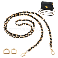 WADORN Purse Chains, PU Imitation Leather Bag Handles, with Alloy & Iron Bag D-Ring Screw Shackle Clasps, Golden, Bag Handles: 110x0.8x0.45cm, 1pc, Clasp: 2.05x2.25x0.4cm, 2pcs(FIND-WR0009-94G)