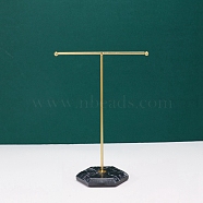 T-shaped Iron Earring Display Stands, with Plastic Base, Black, 18x10x26cm(PW-WG54779-02)