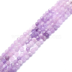 Natural Lilac Jade Beads Strands, Faceted, Round, 3mm, Hole: 0.7mm, about 115pcs/strand, 15.16''~15.55''(38.5~39.5cm)(G-P457-A02-01)