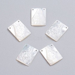Natural White Shell Mother of Pearl Shell Pendants, Rectangle with Virgin Mary, 16x12x2~2.5mm, Hole: 0.9mm(SSHEL-I024-09)