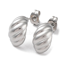 304 Stainless Steel Croissant Ear Studs for Women, Stainless Steel Color, 13x8mm(EJEW-P234-02P)