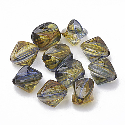 Two Tone Transparent Spray Painted Acrylic Beads, Polygon, Olive, 12x8.5x8mm, Hole: 1mm(X-ACRP-T005-34B)
