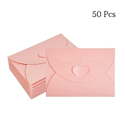 Retro Colored Pearl Blank Mini Paper Envelopes, Wedding Party Invitation Envelope, DIY Gift Envelope, Heart Closure Envelopes, Rectangle, Pink, 7.2x10.5cm(DIY-SZ0001-72D)