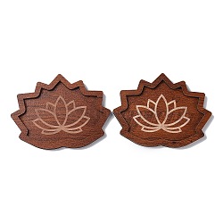 Lotus Shape Wooden Crystal Energy Stone Display Tray, Jewelry Plate, Storage Holder, for Witchcraft Wiccan Altar Supplies, Coconut Brown, 12.7x9.7x0.7cm(WICR-PW0001-05B)