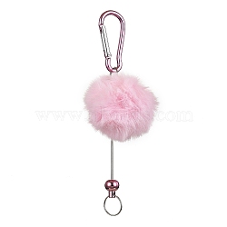 Aluminum Alloy Pom Pom Ball Beadable Keychain Bar, Pearl Pink, 147x50x50mm(HJEW-Q001-01A)