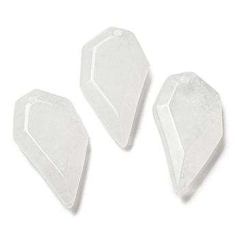 Natural Quartz Crystal Pendants, Rock Crystal Pendants, Faceted Half Heart Charms, 27x14x5.5mm, Hole: 1.5mm