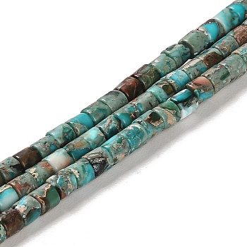 Synthetic Regalite/Imperial Jasper/Sea Sediment Jasper Beads Strands, Dyed, Column, Turquoise, 4x4mm, Hole: 0.9mm, about 100pcs/strand, 15.94 inch(40.5cm)