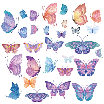 16 Sheets 8 Styles Waterproof PVC Wall Stickers, Rectangle Shape, for Window or Stairway Home Decoration, Butterfly Farm, 200x145mm, about 2 sheets/style