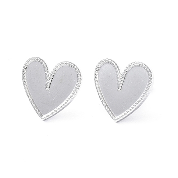 304 Stainless Steel Stud Earring for Women, Heart, Stainless Steel Color, 17.5x18mm, Pin: 0.8mm