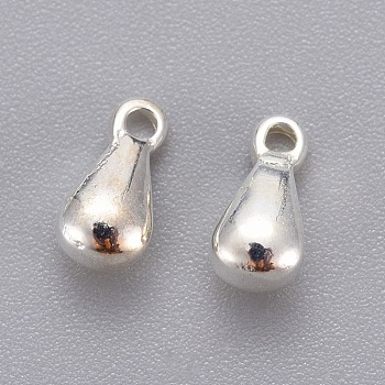 304 Stainless Steel Charms, Chain Extender Teardrop, Silver, 7.5x2.5x2.3mm, Hole: 1mm