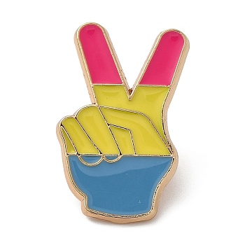 Pride Rainbow Theme Enamel Pins, Light Gold Alloy Brooches for Backpack Clothes, Palm, 31x18x1.5mm