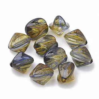 Two Tone Transparent Spray Painted Acrylic Beads, Polygon, Olive, 12x8.5x8mm, Hole: 1mm
