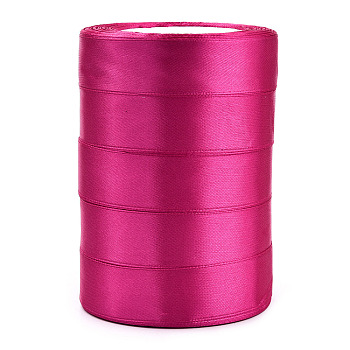 Single Face Satin Ribbon, Polyester Ribbon, Hot Pink, 1 inch(25mm) wide, 25yards/roll(22.86m/roll), 5rolls/group, 125yards/group(114.3m/group)