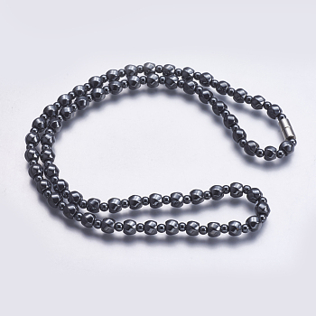 Non-magnetic Synthetic Hematite Beaded Necklaces, with Magnetic Clasps, Twist & Round,  24 inch(61cm)
