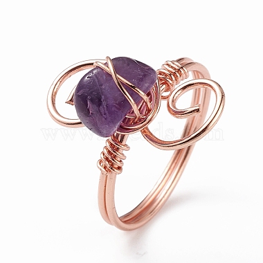Natural Amethyst Chips with Vortex Finger Ring(RJEW-L082-02RG-04)-2