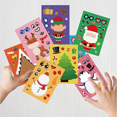 48 Sheets 8 Styles Christmas Paper Make a Face Stickers(DIY-WH0467-007)-5