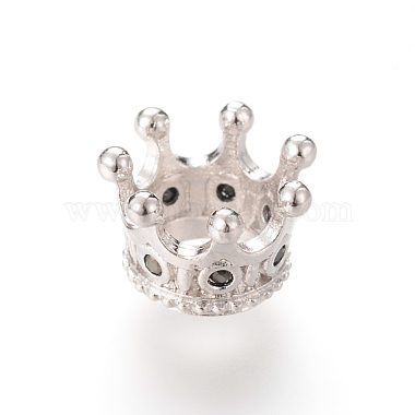 11mm Crown Brass+Cubic Zirconia Beads