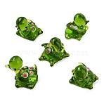 5Pcs Handmade Lampwork Beads, Turtle, Yellow Green, 18.5~20x14.5~17.5x16.5mm, Hole: 1.8mm(LAMP-YW0001-41)