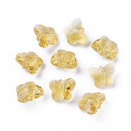 Transparent Glass Beads, Faceted, Butterfly, Gold, 8x10x5.5mm, Hole: 1mm(GLAA-P037-02A-30)