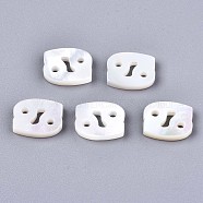 Natural White Shell Beads, Mother of Pearl Shell Beads, Top Drilled Beads, Constellation/Zodiac Sign, Cancer, 9.5x11.5x2.5mm, Hole: 0.8mm(X-SSHEL-ZX004-02D)